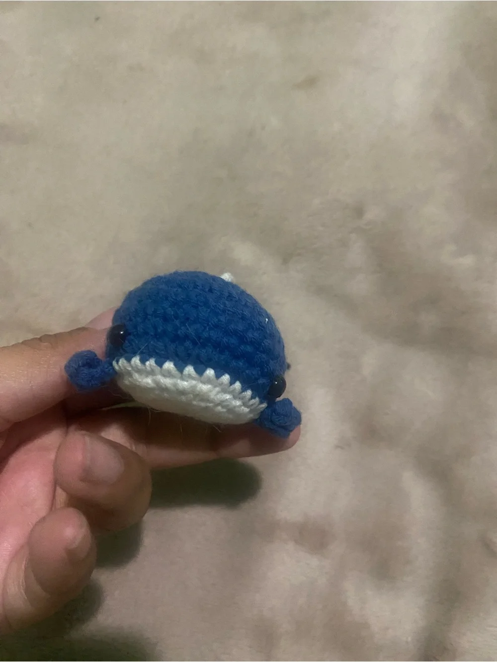 Primark Blue and White Crochet Whale Keychain